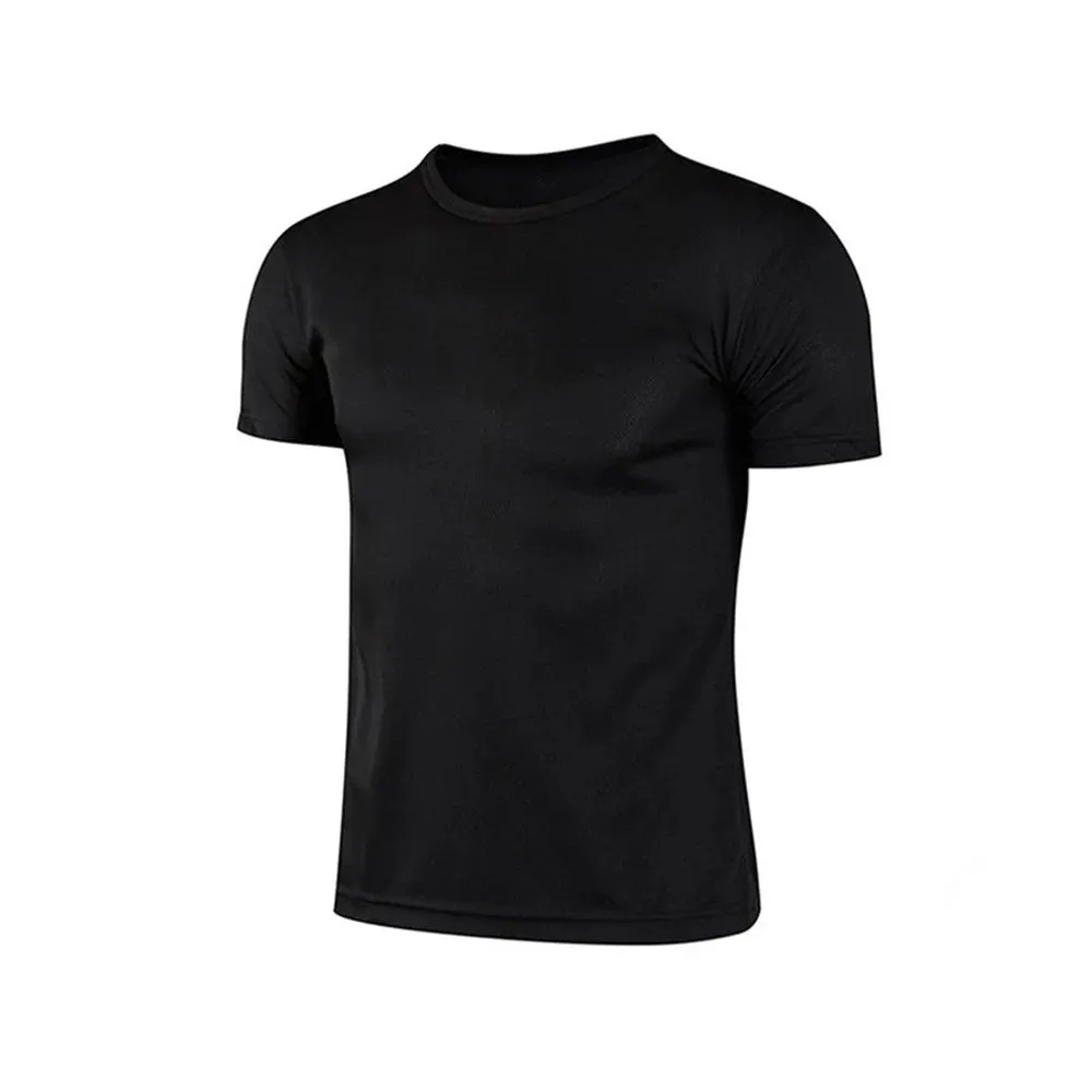 2024 New Men Solid color T-shirt men Sporting Casual Tee Shirt Male Gym Running Black Quick dry T-shirt Fitness Sports