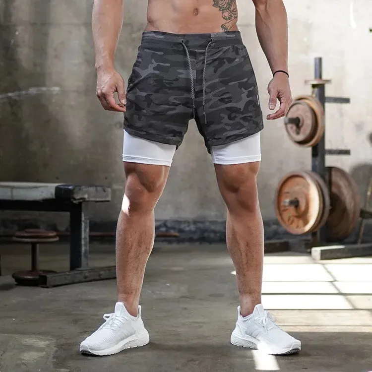 5XL Mens 2 in 1 Running Shorts