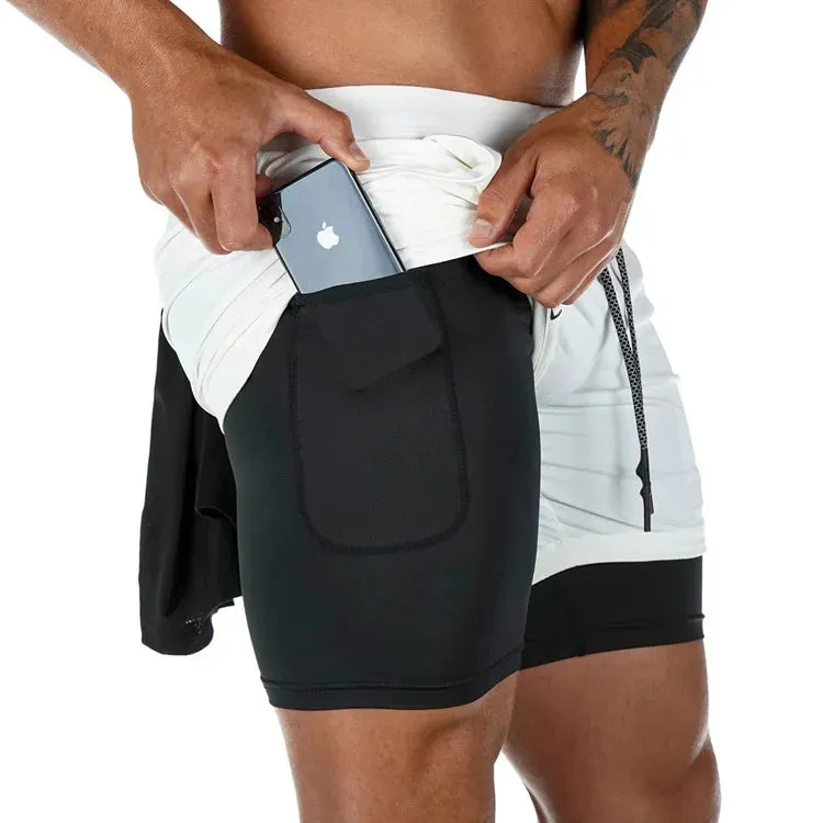 5XL Mens 2 in 1 Running Shorts