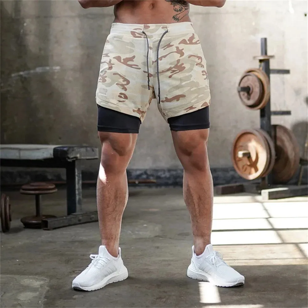 5XL Mens 2 in 1 Running Shorts