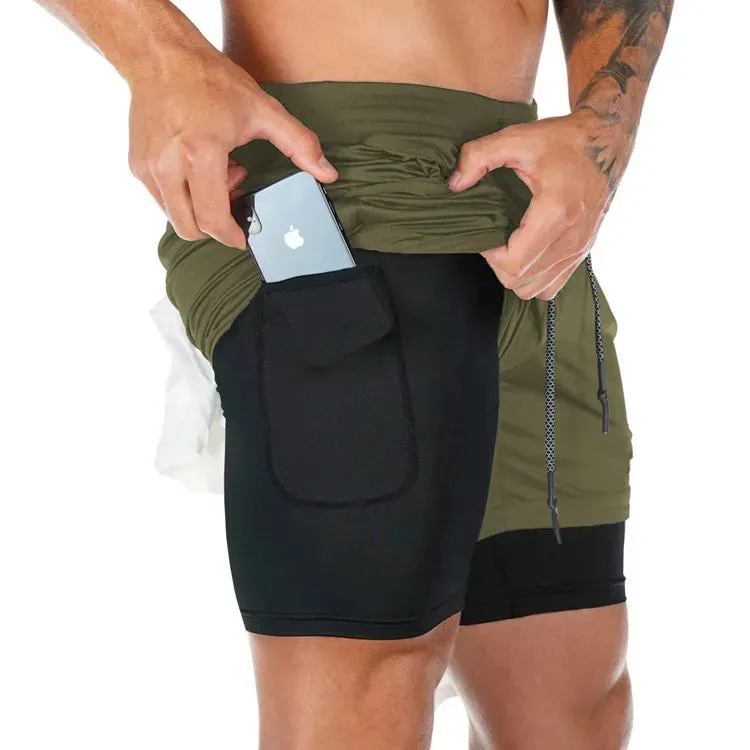 5XL Mens 2 in 1 Running Shorts