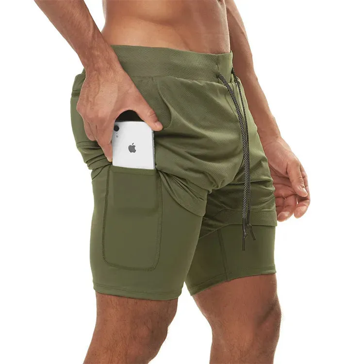 5XL Mens 2 in 1 Running Shorts