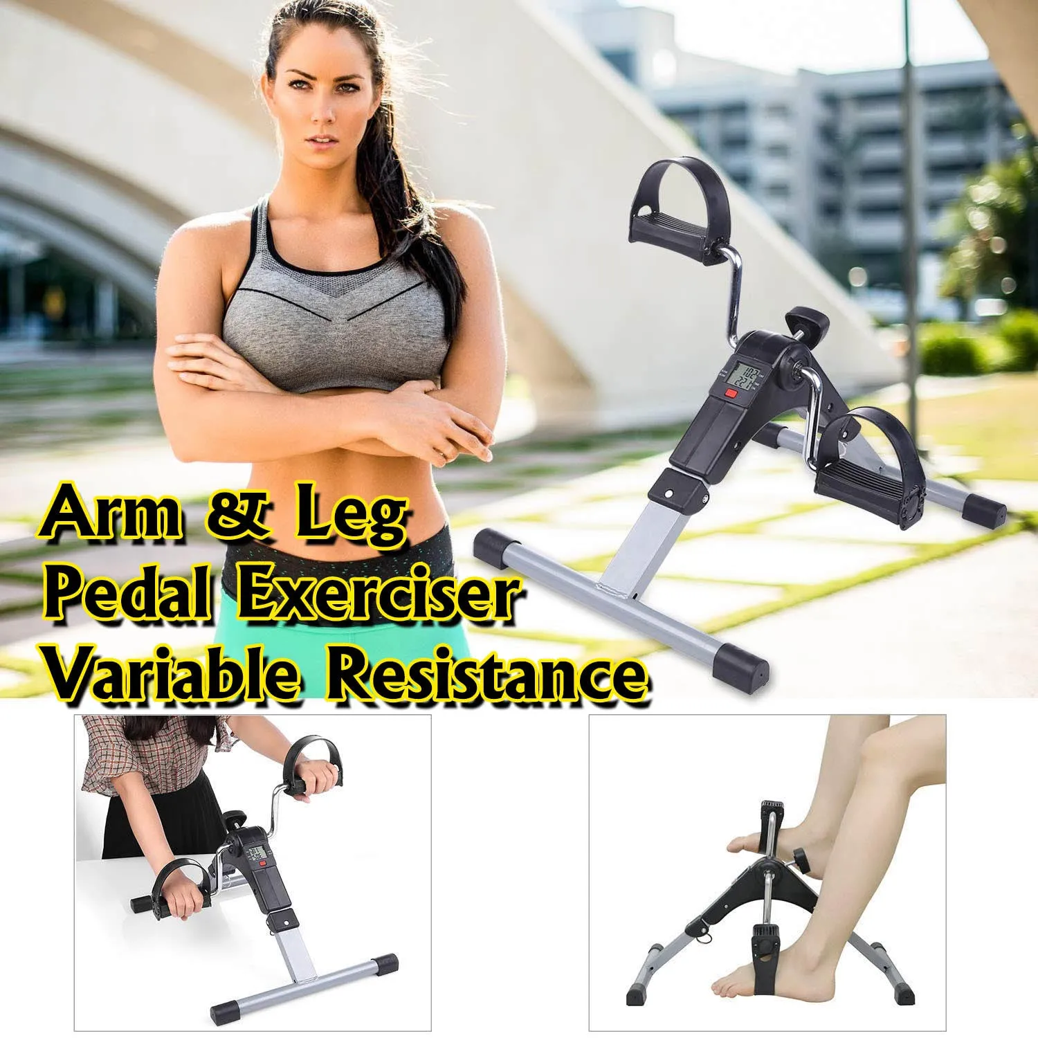 Arm & Leg Pedal Exerciser Variable Resistance with LCD Display