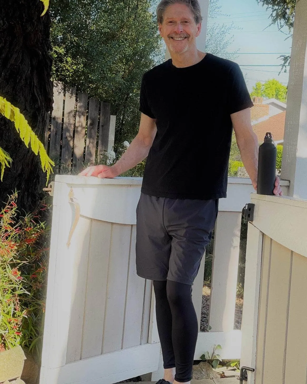 Dark Gray Men's Hybrid Shorts with Black Leggings