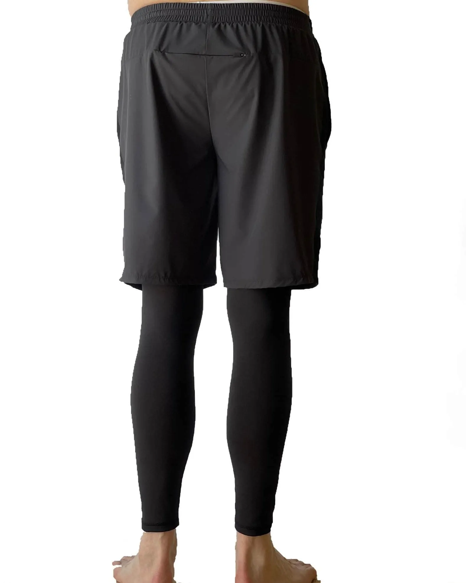 Dark Gray Men's Hybrid Shorts with Black Leggings