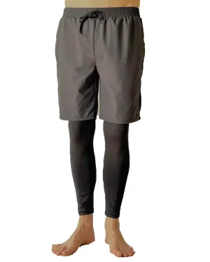 Dark Gray Men's Hybrid Shorts with Black Leggings