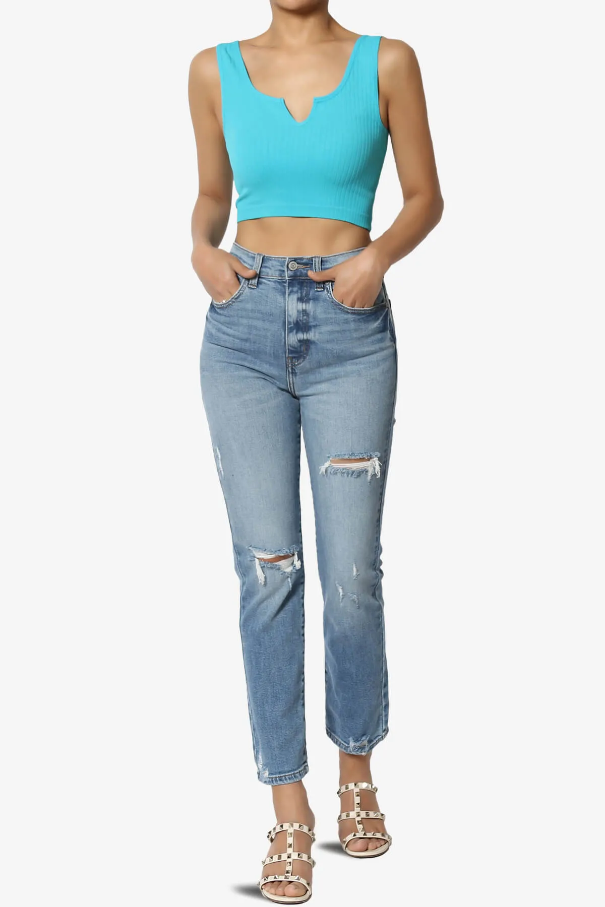 Effie Scoop Neck Ribbed Seamless Crop Tank Top