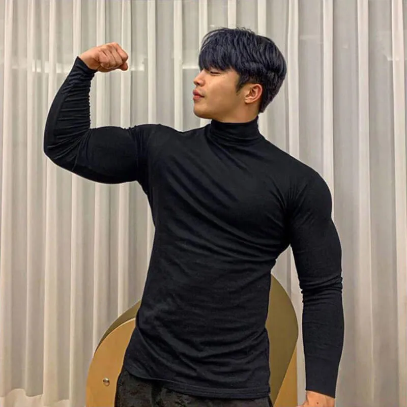Gym Quick Dry Long Sleeves Shirt / Male Sports Turtleneck - SF0646