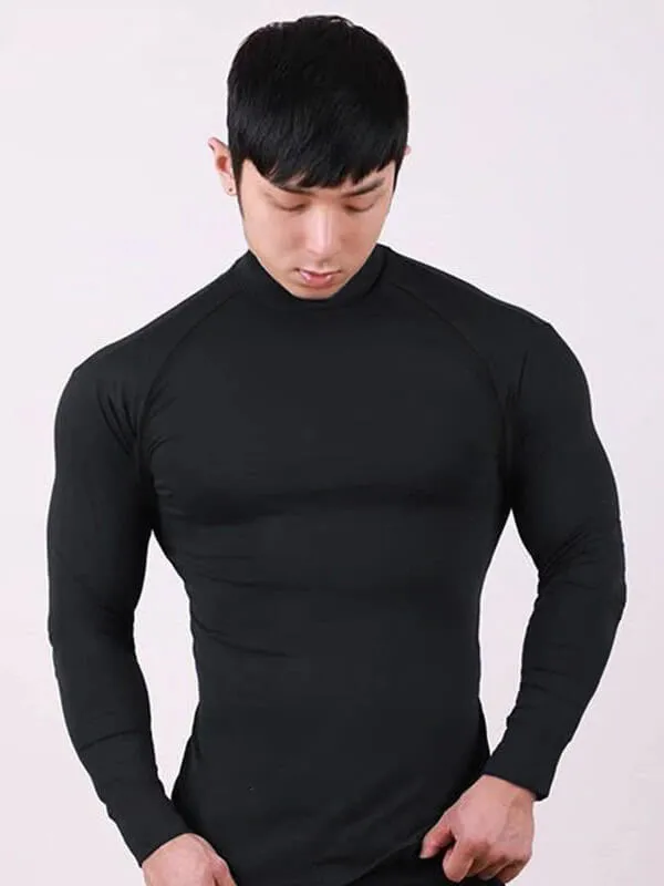 Gym Quick Dry Long Sleeves Shirt / Male Sports Turtleneck - SF0646