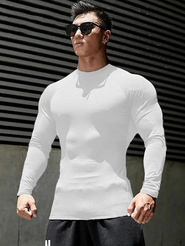 Gym Quick Dry Long Sleeves Shirt / Male Sports Turtleneck - SF0646