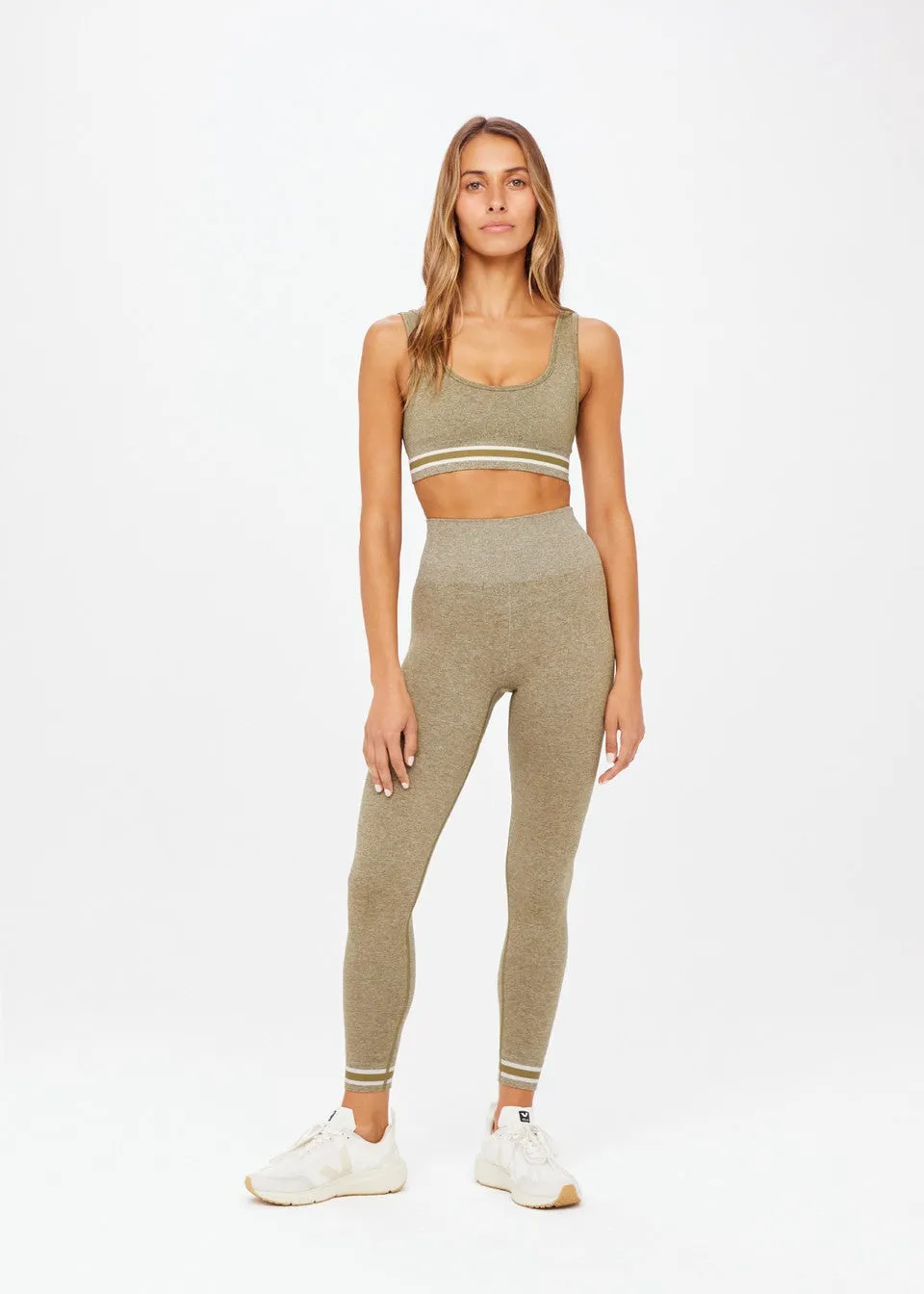 Marle Seamless Dance Midi Pant, Olive Marble