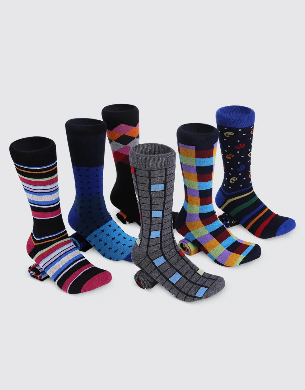 Men's Bold Designer Dress Socks 6 Pack