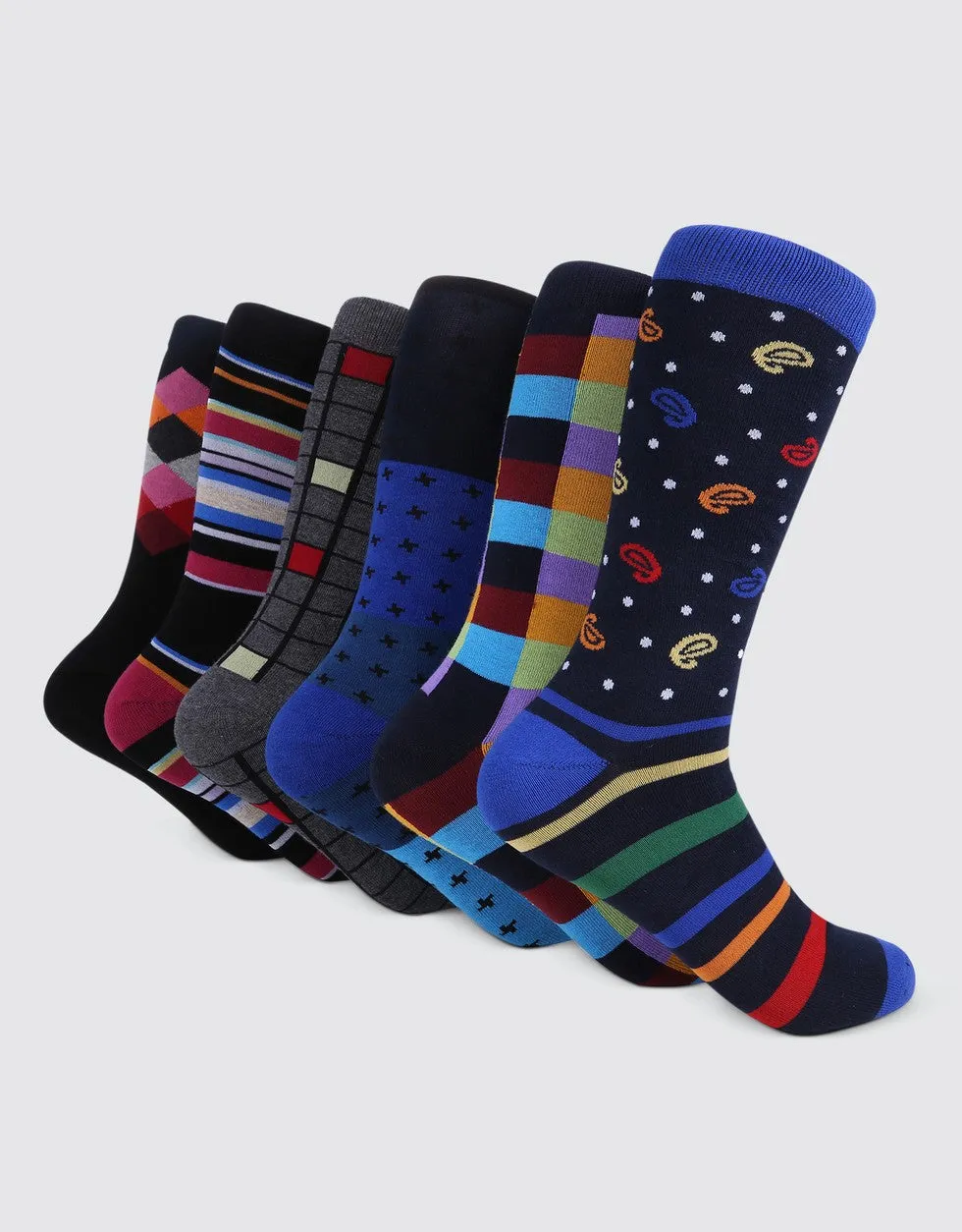 Men's Bold Designer Dress Socks 6 Pack