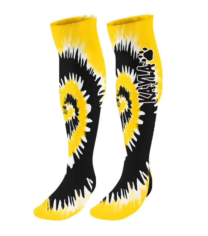 Personalized Paw Print Knee High Socks - Tie Dye Background