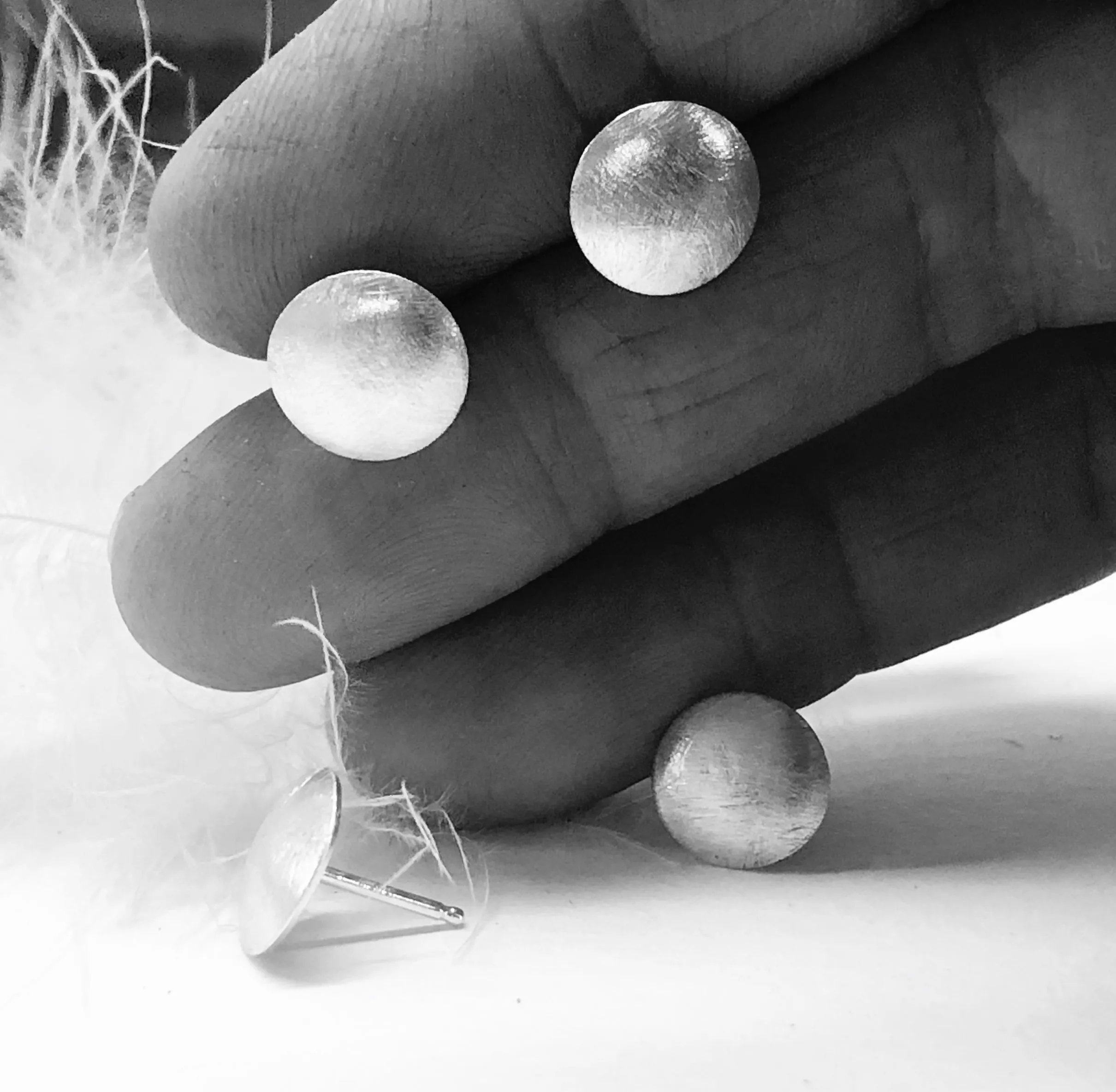 Silver Disc Stud Earrings